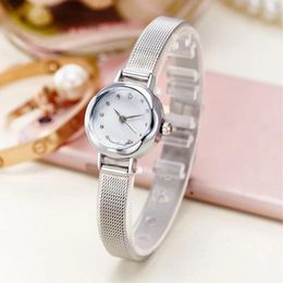 Wristwatches 2024 Fashion Golden Silver Steel Slim Straps Women Watches Small Round Dial Strap Quartz Wristwatch For Girl Gift