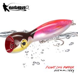 Lures Hunthouse Topwater Popper Fishing Lure 205mm/166g Surface Trolling Floating Saltwater For GT Sea Bass Tuna Wobbler Hard Bait