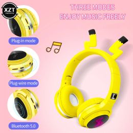 Headphones Flash Light Cute Cat Ears Wireless Headphones with Mic Can control LED Kid Girl Stereo Music Helmet Phone Bluetooth Headset Gift