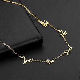 Pendant Necklaces Cazador Personalised Multiple Names Necklace Custom 6 Nameplates Stainless Steel Family Members Neck Chains Jewellery Gift 240227C24326