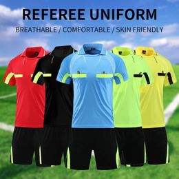 Professional Soccer Referee Uniform Men Turn-down Collar Football Referee Clothes Short Sleeve Judge Shirt Team Shirt 240223