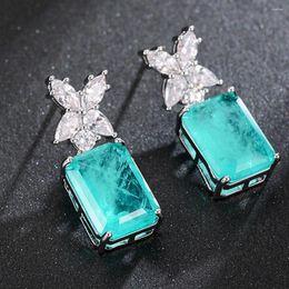 Dangle Earrings Woman Created Paraiba Tourmaline Pariba Emerald Diamond Hanging With Stones 925 Sterling Silver Fine Jewelry 2024 Trend