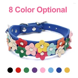 Dog Collars PU Adjustable Leash Leather Comfortable And Soft Pet Cat Chain For Dogs Personalized Double Row Flower Pets Supplies