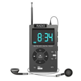Radio Portable Radio FM AM Dual Band Stereo Mini Pocket Radio Receiver with LCD Display Support TF Card Music Player With Earphones