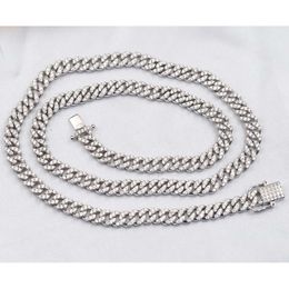 Wholesale Custom Sier Single Rows 6Mm Wide Set 5A CZ Diamond Necklace Cuban Link Chain