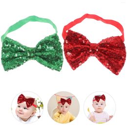 Bandanas 2Pcs Christmas Headbands Adorable Sequins Cloth Wraps Hairband Hair Accessories For Toddlers Infants Born Red Green