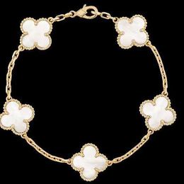 Designer Jewelry Luxury Bracelet Link Chain Vanca Five Flower Double Sided Fritillaria Lucky Clover Bracelet Female Fashion Gifts Girlfriend D1U1