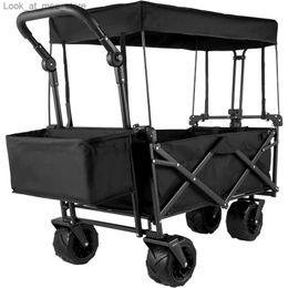 Shopping Carts Large foldable garden cart with detachable roof folding cart camping grocery cart free delivery Q240227