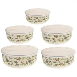 Dinnerware Sets Large Bowls With Lids Serving Enamel Storage Mixing Salad Container Kitchen