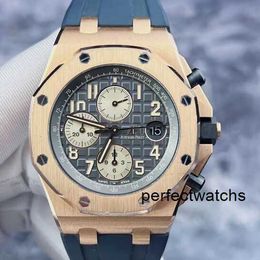 Sports Wristwatch Chronograph AP Wrist Watch Royal Oak Offshore Series 26470OR Grey dial 18K Rose Gold Mens Watch Automatic Machinery