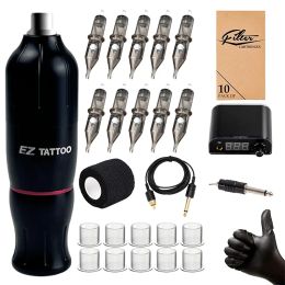 Guns Tattoo Kits Rotary Tattoo Machine Pen HS1 2 3 with Power Supply Foot Pedal 20pcs Cartridge Tattoo Needles Set Tattoo Supply