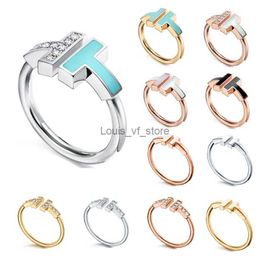 Band Rings Women Designer Wedding Double t Jewellery Fashion Classic Sier Rose Gold Top Quality with Original Bag H24227