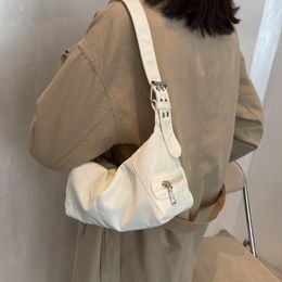 Evening Bags Women Solid Colour Shoulder Bag Vintage Designer Nylon Underarm Wild Belt Buckle Handle Female Hobo Bolso Mujer3053