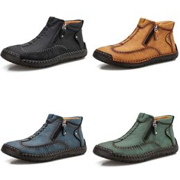 New martin boots men's high-top leather casual shoes yellow blue green black men's slip-on plus size sports sneakers autumn warmth GAI