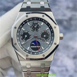 Brand Watches Audemar Pigue Royal Oak 26609Ti Chinese Perpetual Calendar Titanium Metal Automatic Mechanical Men's Watch Moon Phase Display 41mm HB EE1B