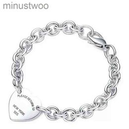 Bracelet for Women 925 Sterling Silver Heart-shaped Pendant O-shaped Chain High Quality Luxury Brand Jewellery Girlfriend Gift Co 4DTY