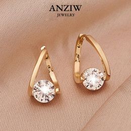 Earrings Anziw 1.0ct 6.5mm VVS1 Moissanite Twist Hoop Earrings For Women 925 Sterling Silver Party Solitaire Earrings Trendy Jewellery 2023