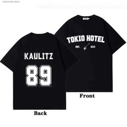 Men's T-Shirts Tokio Hotel Cotton T-shirt Rock Band Kaulitz Back Print Germany Summer Short Sleeve Black Tee Men Women Plain Clothes T240227