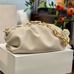 Thick chain calfskin gold chain single shoulder messenger bag soft and comfortable cloud bags ladies designer high quality hand ev225P