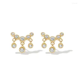 Stud Earrings 925 Sterling Silver Bling Zircon Tassel Piercing Earring INS Creative Versatile Personality For Girls Gift