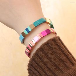 Charm Bracelets 2024 Colour DIY Bohemian Luxury Colourful Enamel Alloy Bracelet Jewellery For Women Men Wholesale Stackable Stretch