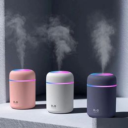 Essential Oils Diffusers Portable 300Ml Electric Air Humidifier Aroma Oil Diffuser Usb Cool Mist Sprayer With Colorf Night Light For H Dhm0F