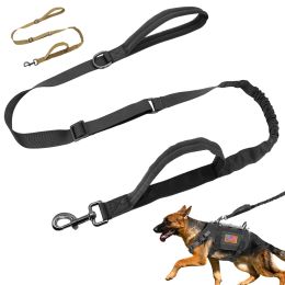 Leashes Military Tactical Dog Leash Nylon Bungee Dogs Leashes Outdoor Training Elastic Pet Lead Rope For Medium Large Dogs Pets Supplies