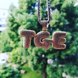 A-Z Custom Name 0-9 Letters Necklaces & Pendant Charm For Gold Silver Rose Colour Cubic Zircon Rope Chain Hip Hop Jewellery Gifts280t