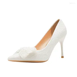 Dress Shoes 2024 Wedding Bridal Lace White High Heels Women Stiletto Large Size 31-43