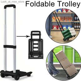 Shopping Carts Portable foldable luggage cart heavy-duty two wheeled handcart used for family travel shopping 35kg foldable handcart household use Q240227