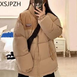 Women's Trench Coats XSJPZH-Loose Fitting Cotton Suit Girls Winter Coat Student Outerwear Warm Jacket Thick Korean Edition S-3XL 2024