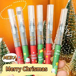 Christmas Straight Liquid Rollerball Pen 0.5mm Black Gel Student Exam Writing Stationery School Office Supplies