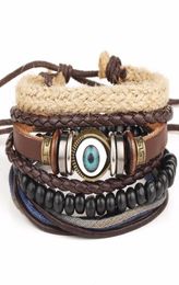 New Fashion accessories anchor Bead Leather Bracelets bangles 34 pcs 1 Set Multilayer Braided Wristband Bracelet Men5975405