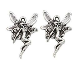 200Pcs alloy Angel Fairy Charms Antique silver Charms Pendant For necklace Jewelry Making findings 21x15mm196c