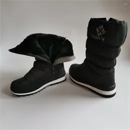 Boots Flats Plush Fur Snow Women 2024 Winter Boot Shoes Round Toe Mid-calf Warm Platforms Casual Black White Woman