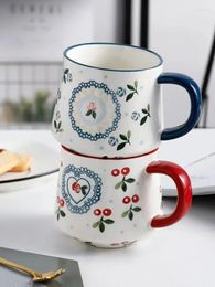 Mugs Cute Cherry Ceramic Mug Home Drinking Cup Couple Tea Children's Office Coffee