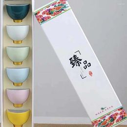Tea Cups High-End Gold-Painted Six-Color Rainbow Cup Teacup Ceramic Kung Fu Set China Personal Master Cerami With Gift Box