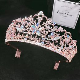 Hair Clips Half Circle Bridal Crown Hollow Rose Gold Diamond Princess Comb Wedding Dress Accessories Headwear