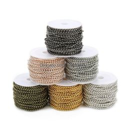 Ketten Neue 10 Yards/Rolle Breite 1,5 Mm Metall Eisen Kugel Perle Link Ketten Rose Gold Silber Bronze Schwarz Halskette Kette Erkenntnisse Für DIY Juwel Dhssw