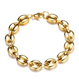 Europe and America dale Men Bracelet 11mm 20cm Stainless Steel Gold Plated Coffee Bean Chains Bracelet for Men Gift220g
