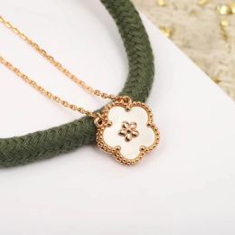 Necklaces New Rose Gold Ladybug Lucky Flower Necklace Women Fashion Brand Romantic Party Gift Sier Jewelry