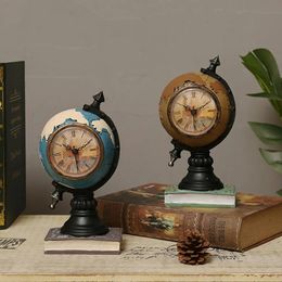 Useful Desk Clock Durable Clock Ornament Fine Workmanship Decorative Vintage Globe Shape Table Piggy Bank 240223