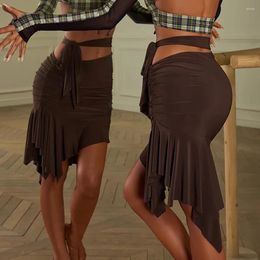 Stage Wear Belt And Lotus Design Skirt Female Latin Dance Dress For Women Performance Cha Samba Rumba Clothing 23105