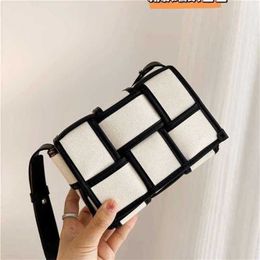 Crossbody Bag Cassettes BottegVenets 7a Genuine Leather Bag Intrecciato Sheepskin with design black white canvas small square