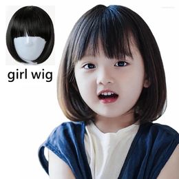Hair Accessories Kids Wigs Children's Short Hood For Girls Headgear Baby Coronet Toddler Black Headdress Reborn Doll Toupee