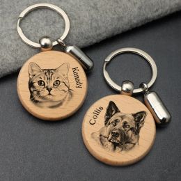 Chains Personalised Pet Portrait Keychain Custom Photo Name Cremation Urn Keychain Pet Ashes Keyring for Dog Cat Pet Loss Memory Gift
