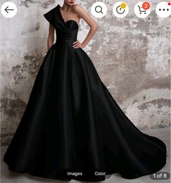 Vestidos One-Shoulder A-Line Prom Dresses Vintage Black Sleeveless Sweep Strain Satin Formal Evening Dress Party Gown