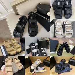 top quality Casual Shoes Women Ladies Calfskin Dad Sandals Quilted Summer Designer Sandles Platform Flats Low Heel Wedge Diamond Buckle Sandal Slip on Ankle St