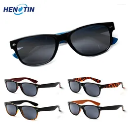 Sunglasses Henotin Women's Men's Fashion Rectangular Simple Metal Hinge Design Black Lenses Sun Shading Anti-Reflective Eyewear