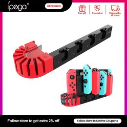 Stands Ipega Joy Con Charger 4 Port Controller Stand Gamepad Charging Dock Station For Nintendo Switch OLED Holder Card Slots